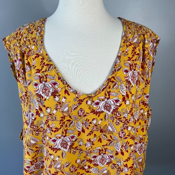 3/$30 Jones New York Womens Yellow Sleeveless Floral Print Pattern Top Size 3X - Picture 8 of 12